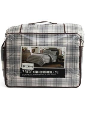 Eastwood 7-Piece Comforter Set - Gray Plaid